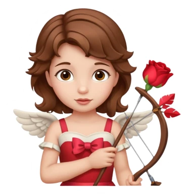 cupid heart brown hair sticker