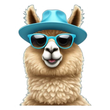 alpaca-with-sun-glasses-and-light-blue-hat sticker