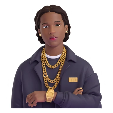 ASAP Rocky with gold grills and designer clothes sticker