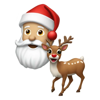 White Santa with Rudolph red nose reindeer sticker