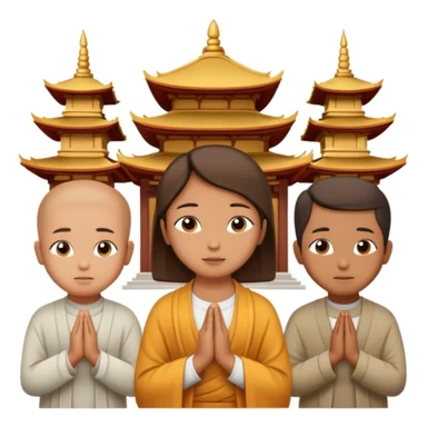 people praying in a Buddhist temple sticker