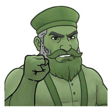 uzbek bearded man with national outfit shows his fist sticker