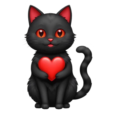 Magic cat with happy red heart with a late sticker