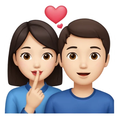Asian girl blowing kiss to brunette boy  sticker