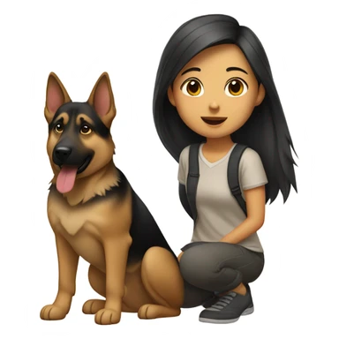 Asian girl with German Shepard  sticker