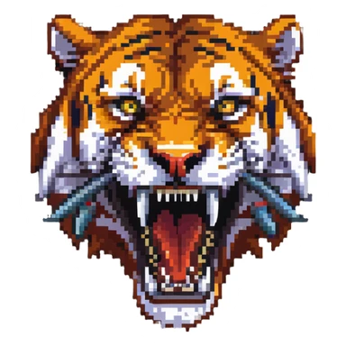 saber-toothed tiger with massive canine teeth four times longer than its entire body, incredibly exaggerated fangs sticker