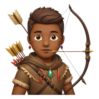 The classic hunter image with a bow and arrow on his back, dressed in brown with some animal made decorations sticker