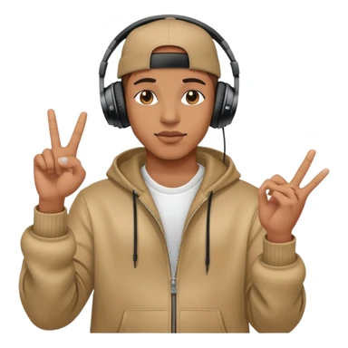 rapper with headphones making hand gestures sticker
