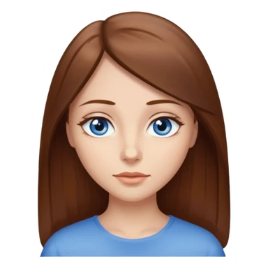 Femme brune cheveux long raide yeux bleus en amande sticker