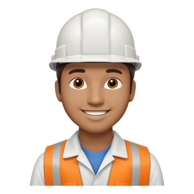 25-year-old man, engineering graduate, dark brown eyes, white hard hat, and light brown skin tone sticker