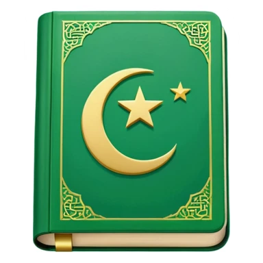 Closed Quran with the Islamic Symbol on it (moon and star) green from left to right sticker
