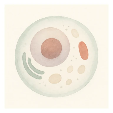 a human cell, realistic, with detailed textures and lighting, watercolor art style, soft colors, delicate brush strokes sticker