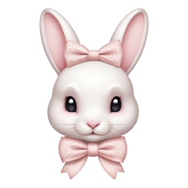 White rabbit with light pink lace print bow sticker