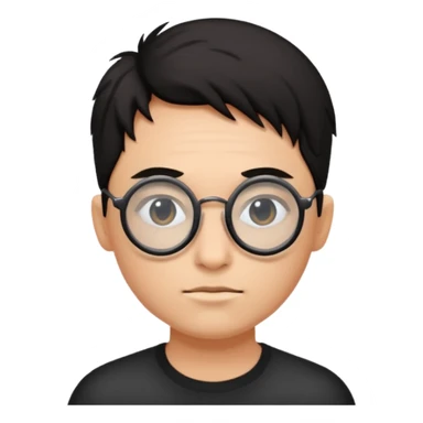 Only Circle black glasses with a scar without face  sticker