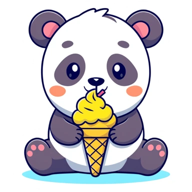 Panda eating ice cream sticker