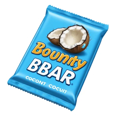 "Draw a Bounty bar in its blue wrapper with white coconut logo." sticker