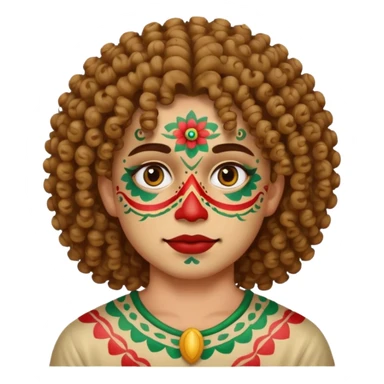 painted face mexican theme, curly hair sticker