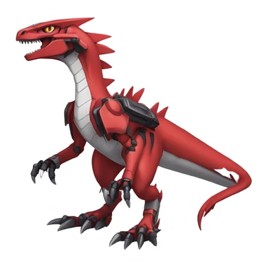  Cool Edgy Red Digimon-Fakemon-Guilmon-Velociraptor-Dragon-Mecha full body sticker
