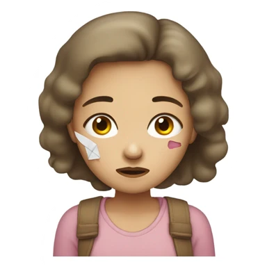 girl looking sad with a bandaid on her eye sticker