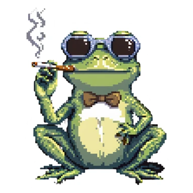 detailed frog with ray bans, satisfied, smoking a cigar sticker
