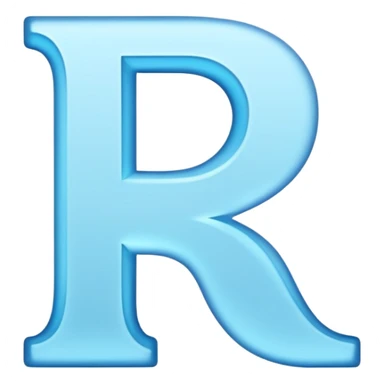 Genera la letra R tipografía forjan ultra en mayúscula de color celeste con un fondo blanco sticker