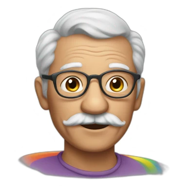 Painted grandpa is snat with a rainbow sticker