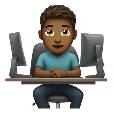 Web developer sitting in front of a computer a 20 year old with straight hair and a medium brown skin tone coding  sticker