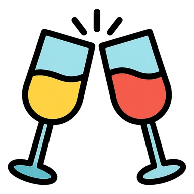 colorful outlined icon of two glasses toasting sticker
