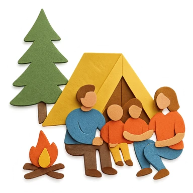 family camping in the forest sticker