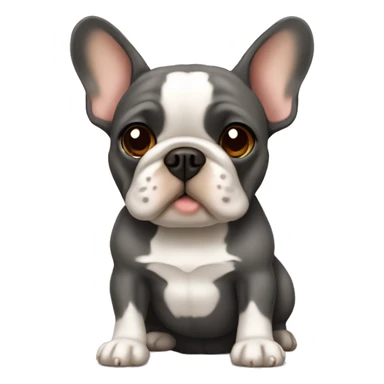 Dark grey French bulldog with brown tan sticker