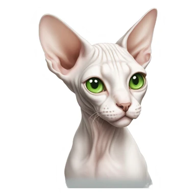 Sphynx cat white with green eyes sticker