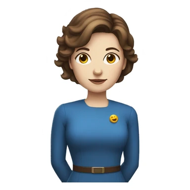 superhero female headteacher with short brown hair and blue dress  sticker