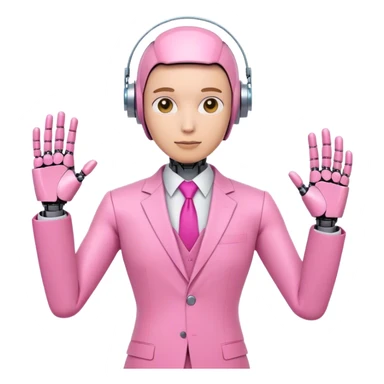 robotic human office worker in all pink suit sticker