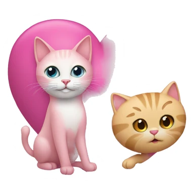 pink heart and cat sticker