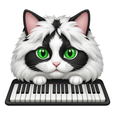 black and white cat laying on keyboard sticker