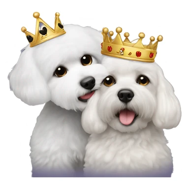 Bichon wearing a crown kissing a black cat sticker