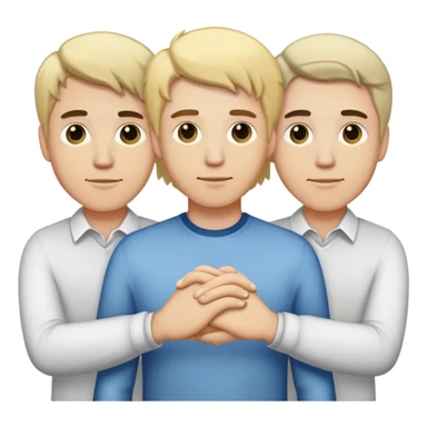 Three men holding hands, all white, one with blonde hair, and two with dark hair sticker