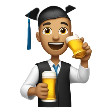 Tan man graduating chugging a beer sticker