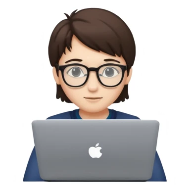 un estudiante con lentes y su laptop sticker