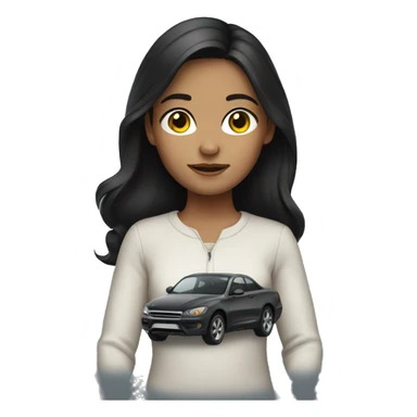Girl with dark hair with car sticker
