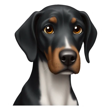 black hound dog with white chest and brown eyes sticker