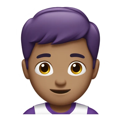 niño señalando con cara asombrado polo morado y short blanco sticker