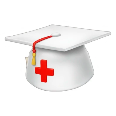 White Student cap with red medical cross On a stack of books sticker