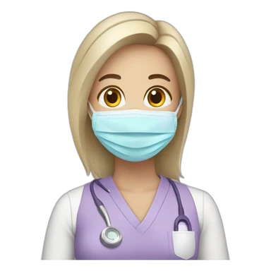 Woman Dentist with purple facemask sticker