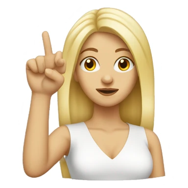 blonde woman with nose against finger sticker