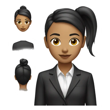 girl light tone skin wearing suit black slim ponytail sticker