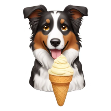 Australian sheperd eating ice cream sticker
