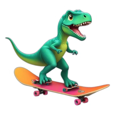 dino skateboarding sticker