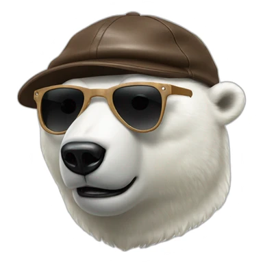 Polar bear with sunglasses and leather muir cap sticker