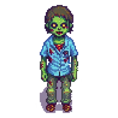 boy zombie pixel art style sticker